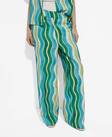 Mango Women's Wide Leg Printed Pants