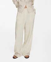 Mango Women's Cotton Wide Leg Trousers