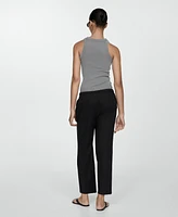 Mango Women's 100% Linen Jogger Trousers