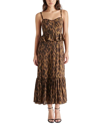 Steve Madden Women's Eve Printed Peplum-Waist Midi Dress