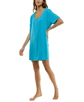 Roudelain Women's Short-Sleeve Henley Sleepshirt