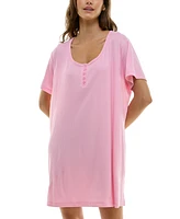 Roudelain Women's Short-Sleeve Henley Sleepshirt