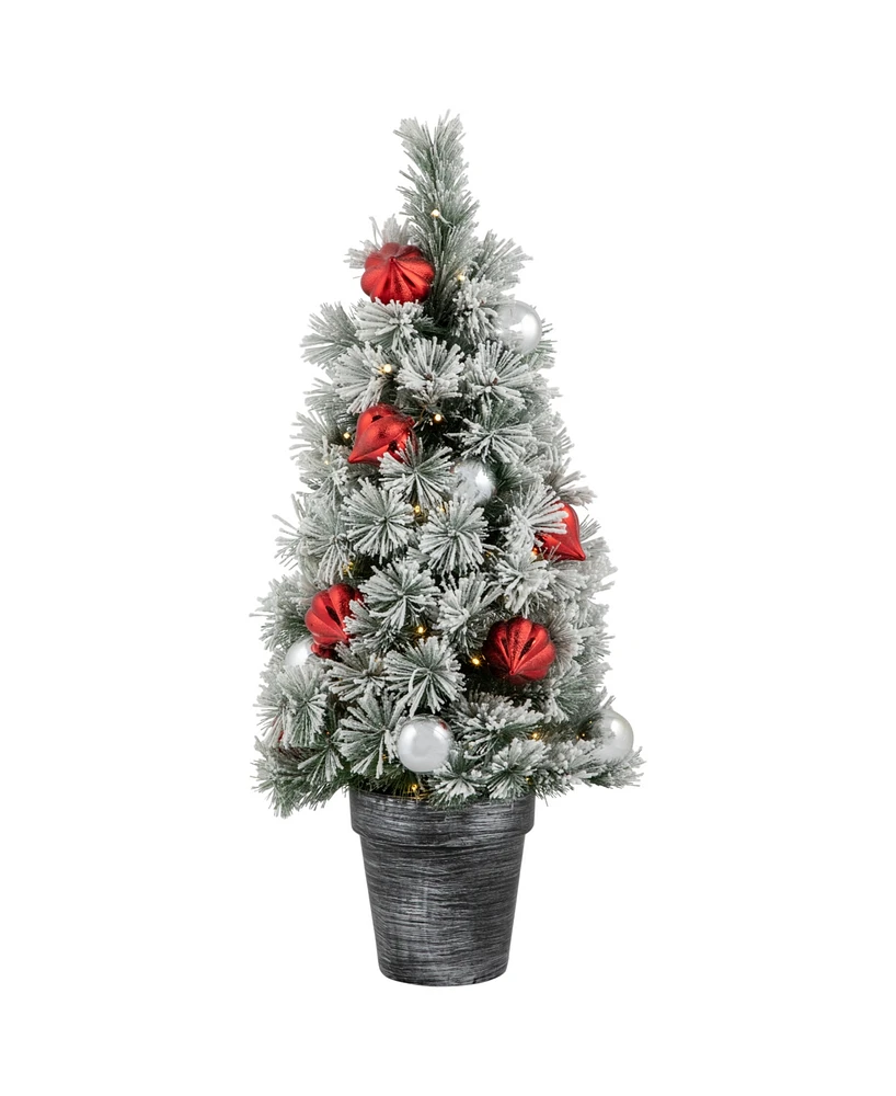 Northlight Pre-Lit Potted Snowy Bristle Pine Artificial Christmas Tree 3'