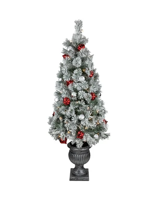 Northlight Pre-Lit Potted Snowy Bristle Pine Artificial Christmas Tree 5'