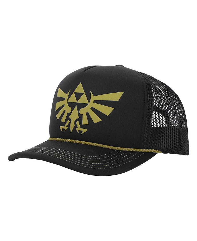 The Legend of Zelda Men's Gold Evergreen Logo Black Trucker Hat