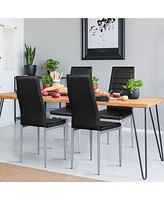 Slickblue 4 Pieces Pvc Elegant Design Leather Dining Chairs with Solid Metal Legs