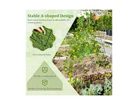 Slickblue 2 Pieces Foldable A-Frame Trellis Plant Supports with Twist Ties-Green