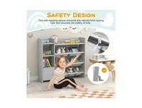 4-Tier Kids Toy Storage Organizer Bookshelf and Toy Storage Rack with Door