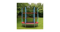 Slickblue 55 Inch Youth Jumping Round Trampoline with Safety Pad Enclosure