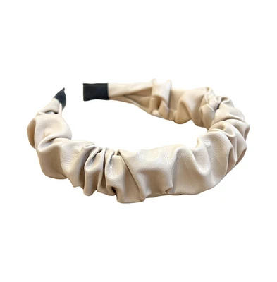 Scrunch Headband - Faux Leather Beige