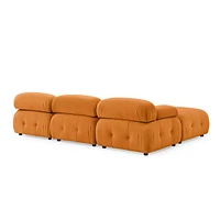 Orange Velvet Modular L-Shaped Sectional Sofa