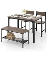 Slickblue 4 Pieces Dining Table Set with 2 Chairs and Bench