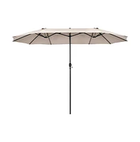 Slickblue 15 Feet Patio Double-Sided Umbrella with Hand-Crank System