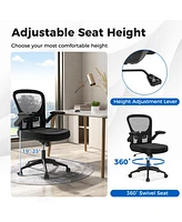 Slickblue Adjustable Swivel Mesh Task Office Chair with Flip-Up Armrests-Black