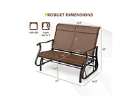 Slickblue 2-Person Patio Glider Bench with High Back and Curved Armrests-Brown
