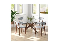 Slickblue Dining Chairs Set of 2 Upholstered Mid-Back with Solid Rubber Wood Frame
