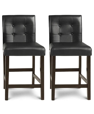 Sugift Set of 2 Pvc Leather Bar Stools with Solid Wood Legs