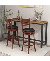 Set of 2 360° Bar Stools with Pu Upholstered Seats
