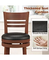 Set of 2 360° Bar Stools with Pu Upholstered Seats