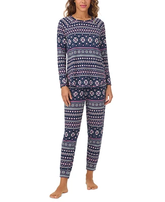 Cuddl Duds Women's 2-Pc. Printed Jogger Pajamas Set