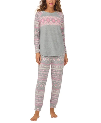 Cuddl Duds Women's 2-Pc. Printed Jogger Pajamas Set