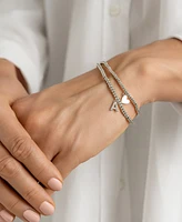 Adornia Silver Stretch with Mini Crystal Initial Bracelet Set