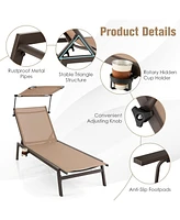Inolait Outdoor Chaise Lounge Chair with Sunshade and 6 Adjustable Position