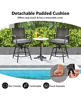 Sugift 360 Degree Swivel Bar Stool Set of 2 with Metal Frame and Pe Rattan Backrest