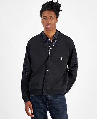 Hugo by Boss Men's Oversized-Fit Logo-Taped Cardigan