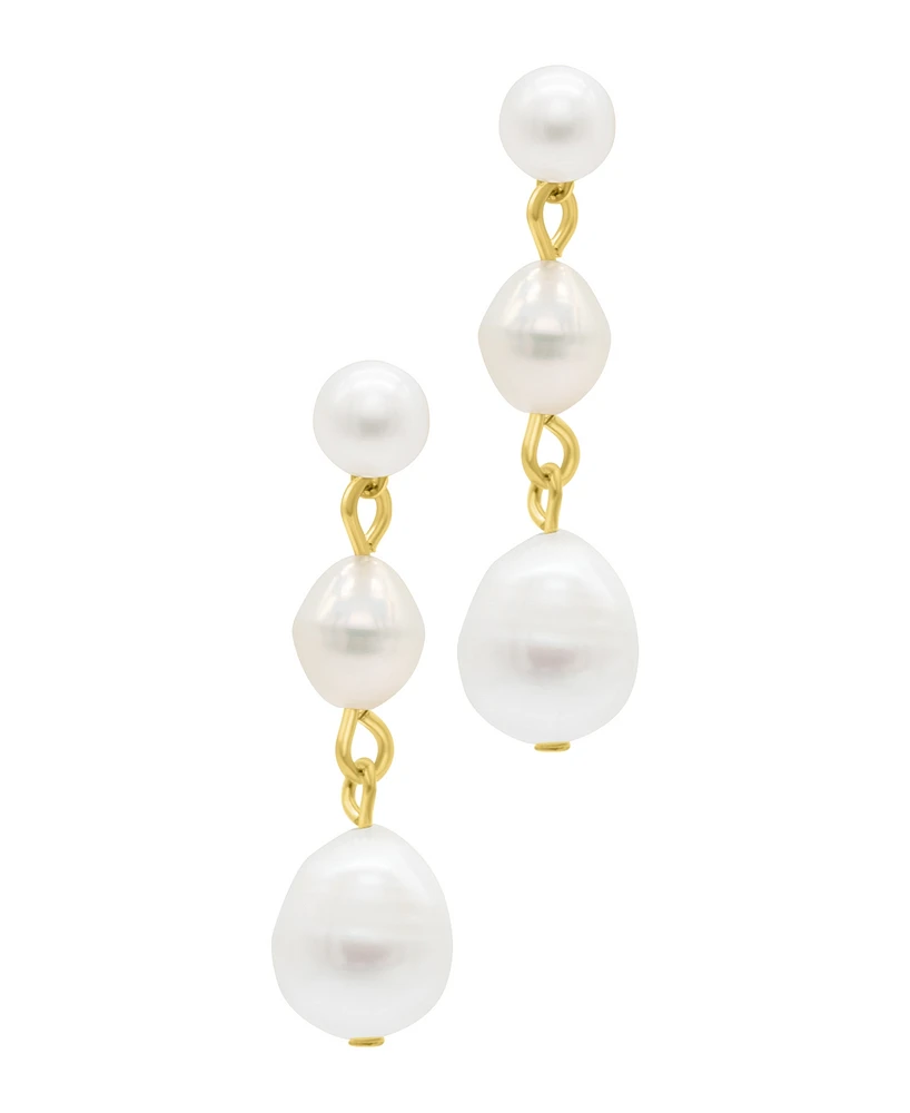 Adornia Gold Freshwater Cultivated Pearl Wire Wrapped 3-Drop Earrings