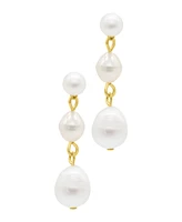 Adornia Gold Freshwater Cultivated Pearl Wire Wrapped 3-Drop Earrings