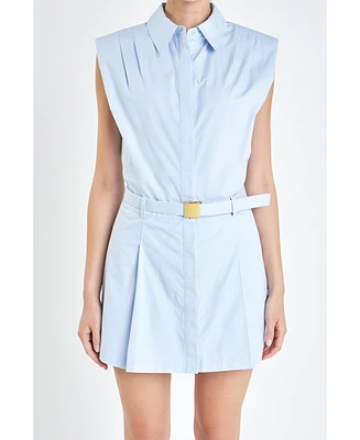 English Factory Women's Sleeveless Shirt Mini Dress