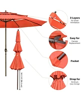 Yescom 11 Ft 3 Tier Patio Umbrella with Crank Handle Push to Tilt Outdoor Pool