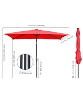 Yescom 2Pcs 10x6.5' Rectangle Aluminum Solar Powered Patio Umbrella w/ Led Crank Tilt Poolside