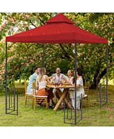 Yescom 8'x8' UV30+ Gazebo Canopy Replacement Top Cover Red for Dual Tier Outdoor Patio Garden Tent Y0018T02