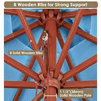 Yescom 9FT Wooden Patio Umbrella UV30+ for Beach Pool Wedding Party Table Market Garden Yard Hotel Deck Cafe