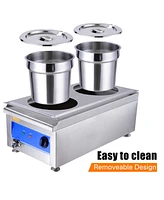 1200W Dual Pots Countertop Food Warmer Stainless Steel Commercial Bain Marie