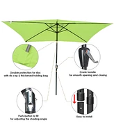 Yescom 10x6.5FT Rectangle Outdoor Solar Led Patio Umbrella with Crank Tilt for Table Market Yard Deck Pool Party