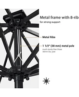 9ft Solar Led Patio Umbrella Outdoor Yard Parasol Pool Sunshade Tilt with Crank