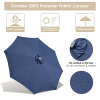 9ft Solar Power Led Patio Umbrella Outdoor Yard Parasol Sunshade Tilt with Crank