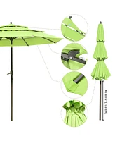 Yescom 9 Ft 3 Tier Patio Umbrella with Crank Handle Push to Tilt Aluminum Market Yard