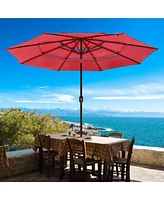 Yescom 3 Tier Patio Umbrella with Solar Led Crank Tilt Button Outdoor Table Yard