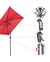Yescom 9Ft Square Led Light Patio Umbrella Usb Port Solar Power Crank Tilt Garden Parasol Yard Deck Table Balcony Shade