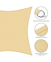16x16 Ft Square Sun Shade Sail with Hardware Kit 97% Uv Block Top Canopy Patio