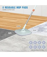 Yescom Square Spin Mop and Bucket Floor Cleaning System Water Filtration 8 Microfiber Mop Pads Green