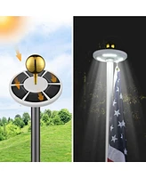 20 Ft Telescopic Aluminum Flag Pole Kit with 111 Led Solar Light Us Flag Garden