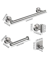 Aquaterior 5-Piece Bathroom Hardware Set Wall Mount Towel Bar Toilet Paper Holder Robe Hook