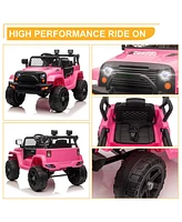 Yescom 12V Kids Ride On Truck Car Jeep with Remote Control, Led,3 Speeds Pink