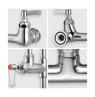 Yescom Aquaterior Brass Backsplash Swivel Pre-Rinse Commercial Faucet 12" Add-On Cupc Nsf Ansi