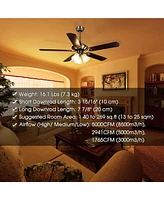 Yescom 51" 5 Blades Ceiling Fan w/ Light Kit Antique Bronze Reversible Remote Control